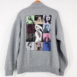 Taylor Swift The Eras Tour II 2024 TTPD Quarter Zip Sweatshirt Size Large Gray